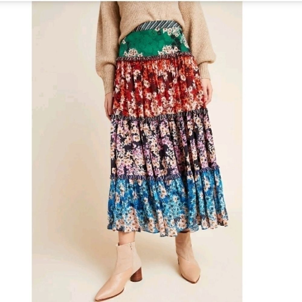 Bhanuni by jyoti Anarosa Tiered Maxi Skirt Size 4 - Picture 6 of 8